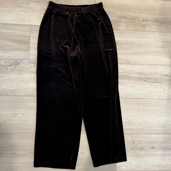 Bob Mackie Women’s Velvet High-Rise Wide-Leg Pull on Brown Trousers Large EUC - Picture 4 of 9